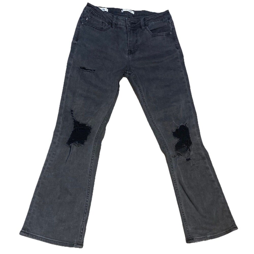 Vigoss W Sz 27 Jean Stevie Crop Straight Black Distressed Y2K Goth Emo